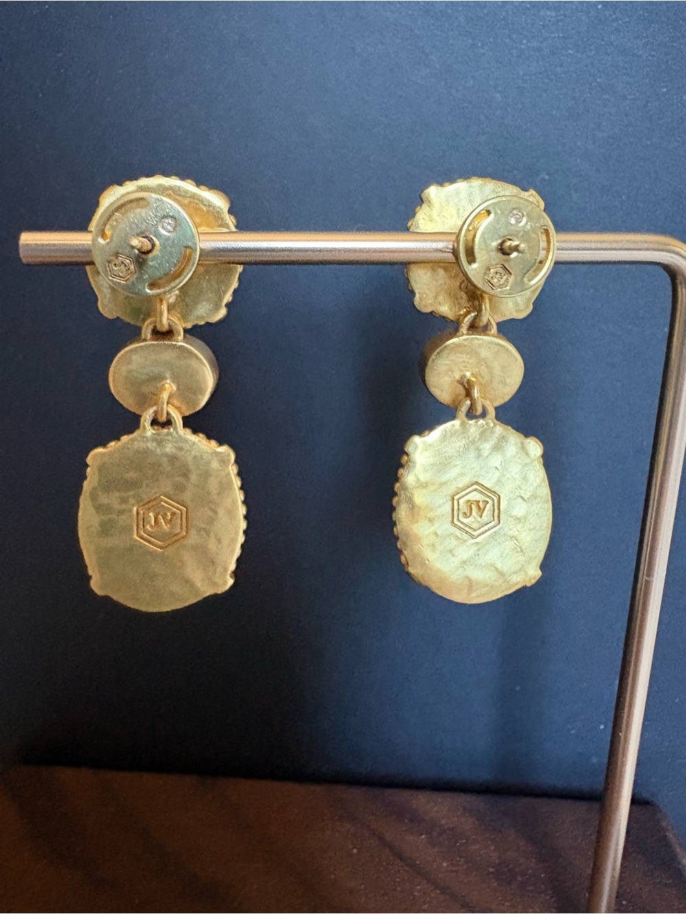 Julie Vos Gold-Tone Drop Earrings with Green Cabochons - Picture 4 of 6